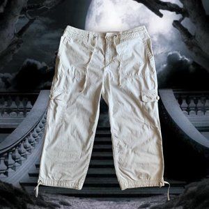 baggy oversize lowrise white cargo pants